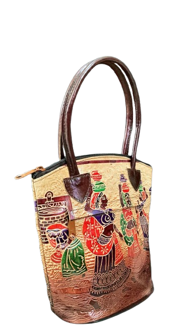 Shantiniketan Medium Bucket Bag (Block Print)