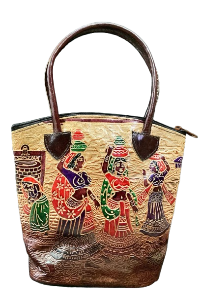 Shantiniketan Medium Bucket Bag (Block Print)