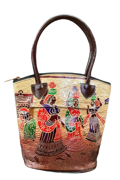 Shantiniketan Medium Bucket Bag (Block Print)